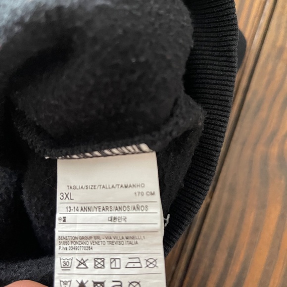 SISLEY LOGO Sleeve Zip Sweatshirt Black White Zipper XS/S - Picture 5 of 5